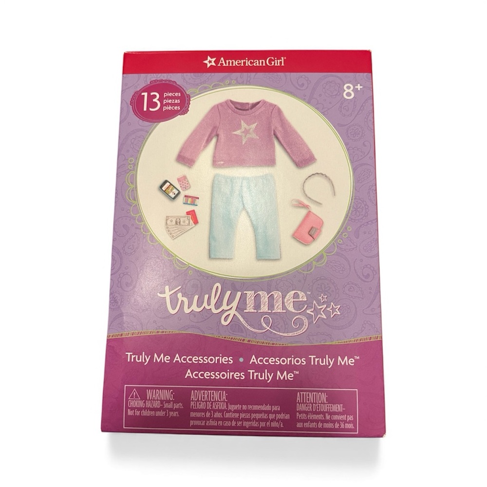 American Girl Truly Me Accessories Phone, Wallet, Lavender Top, Light Blue Pants